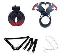 Cage De Chasteté Plate Avec Ceinture Chastity Cage Men Small Cage Chasteté,black40mmSnapring+belt