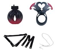 Cage De Chasteté Plate Avec Ceinture Chastity Cage Men Small Cage Chasteté,black50mmSnapring+belt