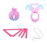 Cage De Chasteté Plate Avec Ceinture Chastity Cage Men Small Cage Chasteté,pink40mmSnapring+belt