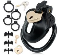 Cage de chasteté réglable Dual-Lock pour hommes, cage à pénis Hollow Urethra Design avec 4 anneaux de taille, cage à testicules Bondage adulte Jouet sexuel (Black,S)
