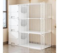 Cage de Chat avec bac à litière pour Chats, boîtes de Bricolage pour Chats Chaton playpen Grand Chat chenils détachable en métal Petit Cage Animale, Villa de Chat reproducteur, Espace Libre Extra