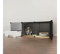 Cage de Chat intérieure, Cages de Chat avec litière pour Chats, Grande Cage de Chat en métal détachable 2/3, Bricolage pour Un ci-midi pour Petit Animal, idéal pour 1-3 Chat (Couleur: Noir, Taille: