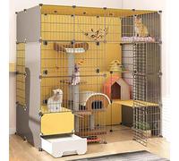 Cage de Chat intérieure, enclos de Chat, chenil en métal détachable, Cage de Chat en métal Bricolage avec litière fermée avec Plate-Forme, Grand Exercice idéal pour 1-2 Chats, Lapin, Chinchilla,