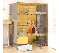 Cage de Chat intérieure, enclos de Chat, chenil en métal détachable, Cage de Chat en métal Bricolage avec litière fermée avec Plate-Forme, Grand Exercice idéal pour 1-2 Chats, Lapin, Chinchilla,