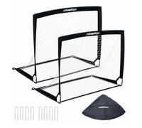 Cage de Football Relaxdays, Lot de 2, HxLxP: 90x120x90 cm, Pliable, Noir