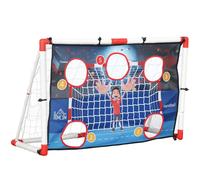 HOMCOM But de Foot et Cage de Handball extérieur 2 en 1, But 5 Zones cibles, Ballon de Handball Gonflable, Pompe, piquets de Sol en Forme de U, Cadre léger