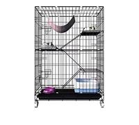 Cage de Jeu pour Chien et Chat | Cage pour Chat avec bac à Nettoyage Facile et hamac Inclus | pour 1 à 2 Chats | Disponible en Cinq Tailles et Quatre Combinaisons différentes (Couleur : D, D