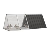 Cage de lapin en acier galvanisé, anthracite, 201,5x80,5x71 cm | Acier galvanisé, porte à clapet, grille de ventilation, instructions de montage, parc universel