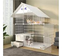 Cage de luxe pour chat avec bac à litière - Parc intérieur et extérieur pour chats - Grand nichoir multifonction avec porte (A, 111 x 85 x 145 cm - B)