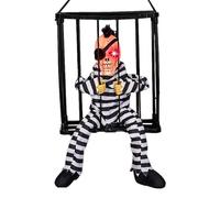 Cage de prisonnier d"Halloween | Prisonnier en cage effrayant Prison en cage,Décorations hurlantes, jouets effrayants d"Halloween avec capteur de mouvement, décorations fantomatiques avec oc