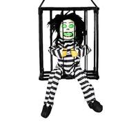 Cage de prisonnier d'Halloween - Accessoires de décoration d'Halloween - Cage de prisonnier effrayante - Décoration d'Halloween avec capteur de mouvement et de lumière - Hallowe animé