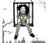 Cage de prisonnier d'Halloween - Cage effrayante pour décoration de maison hantée, effrayante, décoration d'Halloween avec détecteur de mouvement et de lumière