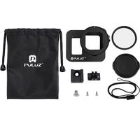Cage de protection de la caméra en alliage d'aluminium CNC Shell avec cadre d'assurance et de lentilles UV pour GoPro HERO8 Noir