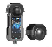 Cage de protection en métal avec cache d'objectif pour Insta360 X5 offrant un ajustement sécurisé de l'appareil photo et une protection d'objectif pour une utilisation dans diverses situations de