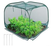 Cage de protection pliable pour plantes avec 4 piquets de sol, protection réutilisable en maille pour la protection et le contrôle du gel, filet de jardin extérieur pour légumes et en hiver (120 x 120