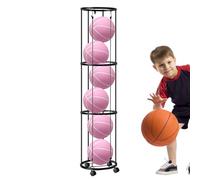 Cage de rangement murale pour boules de basket-ball - Support pour balles de basket-ball à 3 couches - Étagères pour balles qui économisent de l'espace