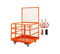 VEVOR Cage de Sécurité Chariots Élévateurs Capacité 635 kg Nacelle Plate-forme de Travail 114,3x109,2x203,2 cm Harnais Sécurité Verrou Drainage Roues Panier Outils Antidérapant pour Travaux en Hauteur