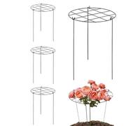 Cage de support pour pivoines - Anneaux de support de fleurs - 4 anneaux de fleurs avec cadre en métal, fournitures de jardinage pour d'intérieur et d'extérieur