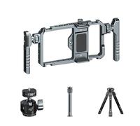 Cage de téléphone en métal, longueur réglable et largeur pour smartphones de 17,2 x 9 cm, construction en alliage d'aluminium, trou de vis 1/4, 5 griffes, cage de téléphone en métal