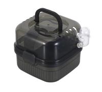 Cage de Transport à Double Étage Poignée Ergonomique Noire | Plastique ABS Résistant aux Chocs, Porte D'accès Simple, Base Amovible, Ventilation Multiple, Transport Sécurisé