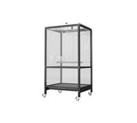 Cage de transport à oiseaux en métal à deux étages pour perroquets, canaris, perroquets, aras, petits oiseaux Noir