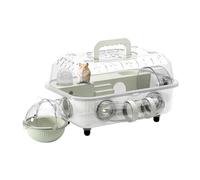 Cage de transport amovible transparente à 2 couches avec tunnel et roue silencieuse pour hamster 37 x 25 x 22 cm pour exercice, literie, se reposer, se cacher, souris endormie, souris pour animaux de