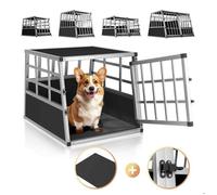 Cage de Transport CADOCA® pour Animaux 70x54x51 cm Coffre en Aluminium, 2 Portes, Caisse pour Chien, boîte Box de Transport Voiture