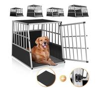Cage de Transport CADOCA® pour Animaux 90x66x72 cm Coffre en Aluminium, 2 Portes, Caisse pour Chien, boîte Box de Transport Voiture