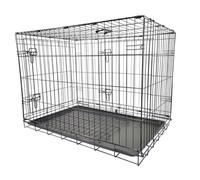 Cage de transport chien pliable en métal avec poignée XXL 122 x 75,5 x 84 cm Gris