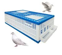 Cage de transport de volaille en plastique robuste pour poulet, canard, oie - Cage de transport avec mangeoire et filet à fond extractible pour oiseaux