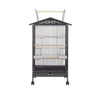 Cage de Transport d'oiseaux en Fer forgé Massif sur Roues, Grandes Cages à Oiseaux pour perroquets, Cage de vol Durable, Cage à Oiseaux pour Balcon extérieur (Noir a)
