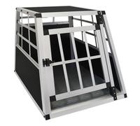 Cage de Transport en Aluminium 50 x 54 x 69 cm - 1 Porte - Angle 65° Avant et 90° Arrière - Parfaite pour Voyage Trajet Animaux Petit Format Sécurité Toutout Chien Chat Lapin [Tapis de Sol Inclus]