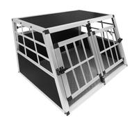 Cage de Transport en Aluminium 50 x 89 x 69 cm - 2 Porte - Angle 65° Avant et 90° Arrière - Parfaite pour Voyage Trajet Animaux Petit Format Sécurité Toutout Chien Chat Lapin [Tapis de Sol Inclus]
