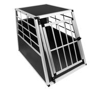 Cage de Transport en Aluminium 69 x 65 x 90 cm - 1 Porte - Angle 65° Avant et 90° Arrière - Parfaite pour Voyage Trajet Animaux Grand Format Sécurité Toutout Chien Chat Lapin [Tapis de Sol Inclus]