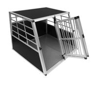 Cage de Transport en Aluminium 90 x 97 x 69 cm - 2 Portes - Angle 65° Avant et 90° Arrière - Parfaite pour Animaux Format Large Chien Chat Lapin Trapèze [Tapis de Sol Inclus]
