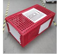 Cage De Transport Grande Volaille 96x57x42cm 3 Portes Rouge Et Blanche