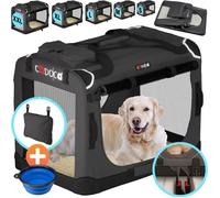 CADOCA® Cage de Transport L Anthracite pour Animaux Chien Chat Rongeur Respirant Pliable Sac de Transport Matelas Douillet