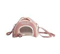 Cage de Transport Personnalisée pour Lapin et Hamster, Cage de Transport avec Fenêtre en Maille et Bandeoulière, Transport Léger pour Petit Animal de Voyage (Rose)