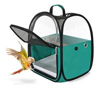 Cage de Transport Pliable pour perroquets avec Deux mangeoires, perchoir et Plateau inférieur, Portable, Respirant, Facile à Nettoyer