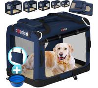 CADOCA® Cage de Transport M Bleu pour Animaux Chien Chat Rongeur Respirant Pliable Sac de Transport Matelas Douillet