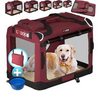 CADOCA® Cage de Transport S Rouge pour Animaux Chien Chat Rongeur Respirant Pliable Sac de Transport Matelas Douillet