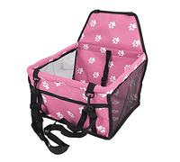 Cage de Transport pour Animaux de Compagnie, Motif Patte d'ours, Lavable, sécurité de Voyage en Voiture pour Siège avec Tige de Support, Accessoires Professionnels Roses à