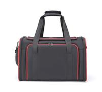 Cage de Transport pour Chat Extensible Souple Double Verrou Anti-Fugue Ventilation Maximale Toit Ouvrant Poids Léger pour TGV et Cabine Avion(Black with Red,Medium)