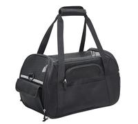 Cage de Transport pour Chat Souple Double Verrou Anti-Fugue Ventilation Maximale Toit Ouvrant Poids Léger pour TGV et Cabine Avion(Black,Large)