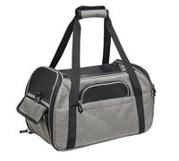 Cage de Transport pour Chat Souple Double Verrou Anti-Fugue Ventilation Maximale Toit Ouvrant Poids Léger pour TGV et Cabine Avion(Gray,Large)