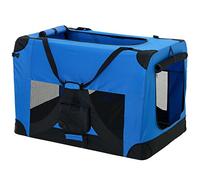 Cage de Transport pour Chien Box de Transport pour Chien Chenil Polyester Pliant Bleu Taille M