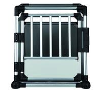 Trixie Caisse de transport aluminium 39342 M – 55×62×73 cm, fermeture sécurité, tapis antidérapant