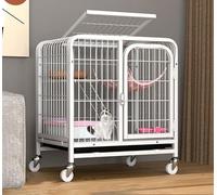 Cage de Transport pour Chien ou Chat d'intérieur avec Double Porte, puits de lumière, barrière, étagère supérieure, bac Facile à Nettoyer et verrou de sécurité - Idéale pour la sécurité de v