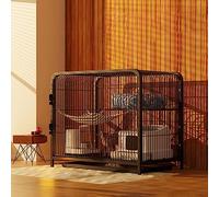 Cage de Transport pour Chien ou Chat d'intérieur avec Double Porte, puits de lumière, barrière, étagère supérieure, bac Facile à Nettoyer et verrou de sécurité - Idéale pour la sécurité de v