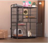 Cage de Transport pour Chien ou Chat d'intérieur avec Double Porte, puits de lumière, barrière, étagère supérieure, bac Facile à Nettoyer et verrou de sécurité - Idéale pour la sécurité de v